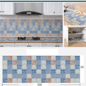 Decal dán tường Giấy dán bếp giả gạch vuông màu xanh 0.6m x 5m tráng nhôm, chịu nhiệt chống cháy dán được mặt bàn Decal dán tường Giấy dán bếp giả gạch vuông màu xanh 0.6m x 5m tráng nhôm, chịu nhiệt chống cháy dán được mặt bàn