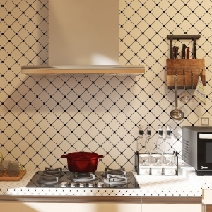 Decal dán tường 5 mét giấy dán bếp màu trắng sọc caro chéo khổ 0.6m x 5m tráng nhôm chống dầu mỡ Decal dán tường 5 mét giấy dán bếp màu trắng sọc caro chéo khổ 0.6m x 5m tráng nhôm chống dầu mỡ