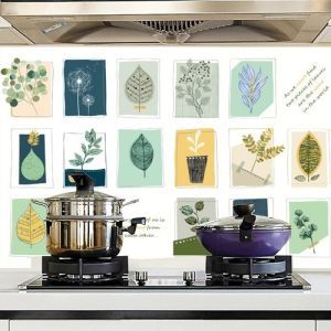 Decal dán tường Dán bếp lá cây sắc màu