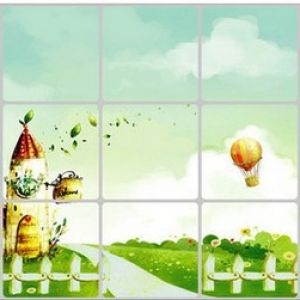 Decal dán tường Miếng dán bếp chống dầu mỡ màu trắng xanh khổ 50cm x 70cm họa tiết ngồi nhà cổ tích và khí cầu Decal dán tường Miếng dán bếp chống dầu mỡ màu trắng xanh khổ 50cm x 70cm họa tiết ngồi nhà cổ tích và khí cầu