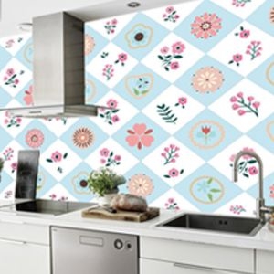 Decal dán tường Dán bếp sắc hoa