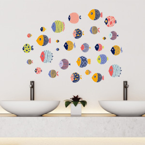 Decal dán tường Đàn cá sắc màu 7
