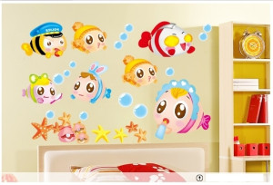 Decal dán tường Đàn cá sắc màu 8