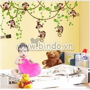 Decal dán tường Decal dán tường Đàn khỉ tinh nghịch, dán theo sở thích, dán tường phòng bé, tại TPHCM Decal dán tường Decal dán tường Đàn khỉ tinh nghịch, dán theo sở thích, dán tường phòng bé, tại TPHCM