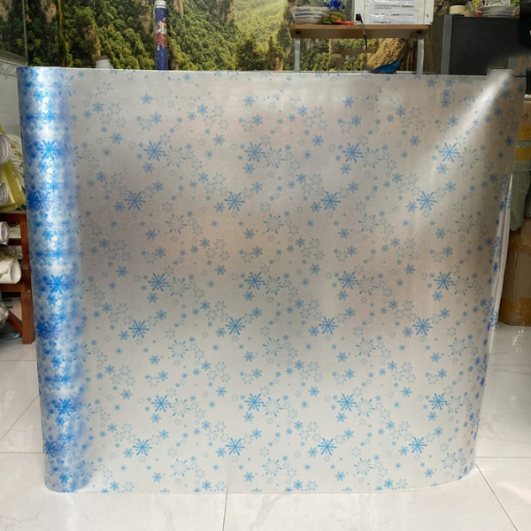 Decal dán tường Decal bông tuyết xanh dương dán kính