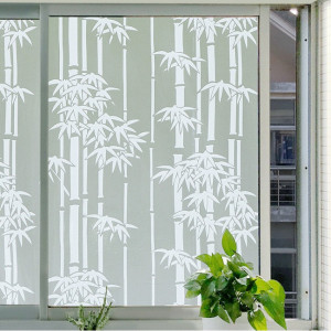 Decal dán tường Dán kính hình cây trúc trắng