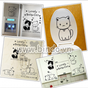 Decal dán tường Đàn mèo tinh nghịch