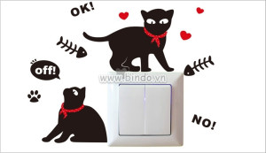 Decal dán tường Decal dán dán ổ điện đôi mèo đen, dán theo sở thích, phòng bé, TPHCM Decal dán tường Decal dán dán ổ điện đôi mèo đen, dán theo sở thích, phòng bé, TPHCM