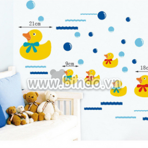 Decal dán tường Đàn vịt vàng
