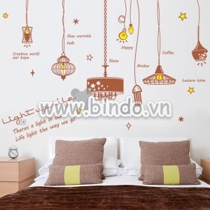 Decal dán tường Decal dán dây bóng đèn, trang trí quán cafe, 1,7 x 1,1 (m) (dài x rộng ) ở TPHCM