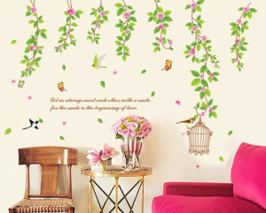 Decal dán tường Dây leo hoa tầm xuân