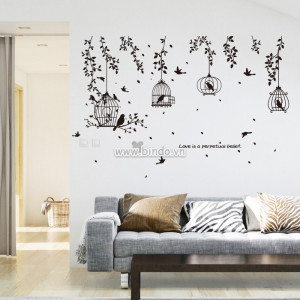 Decal dán tường Dây leo lồng chim