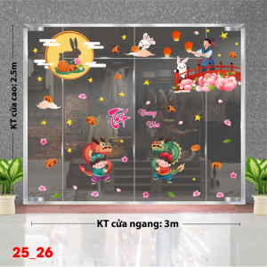 Decal dán tường Decal   tết trung thu dán kính số 26