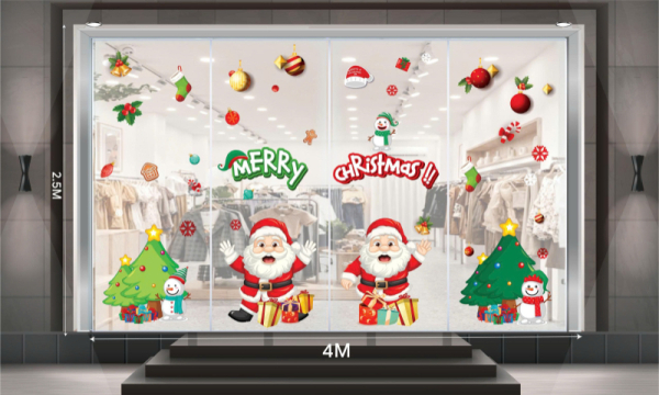 Decal dán tường Decal 2 ông già noel đỏ mừng giáng sinh 2025 Decal dán tường Decal 2 ông già noel đỏ mừng giáng sinh 2025
