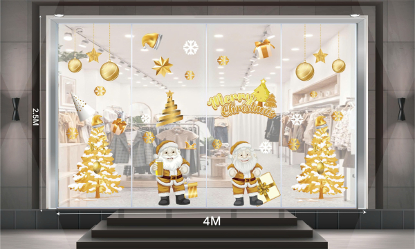 Decal dán tường Decal 2 ông già noel mừng giáng sinh vàng 2025 Decal dán tường Decal 2 ông già noel mừng giáng sinh vàng 2025