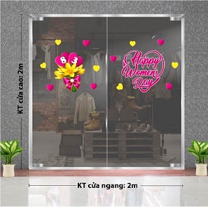 Decal dán tường Decal 8/3 chúc mừng ngày quốc tế phụ nữ màu tím trái tim đẹp Decal dán tường Decal 8/3 chúc mừng ngày quốc tế phụ nữ màu tím trái tim đẹp