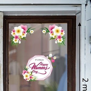 Decal dán tường Decal 8/3 Hoa trắng hồng dán cửa kính đẹp