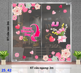 Decal dán tường Decal 8/3 Trang trí cửa kính - Combo 42 Decal dán tường Decal 8/3 Trang trí cửa kính - Combo 42