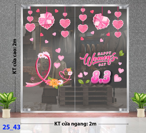 Decal dán tường Decal 8/3 Trang trí cửa kính - Combo 43 Decal dán tường Decal 8/3 Trang trí cửa kính - Combo 43