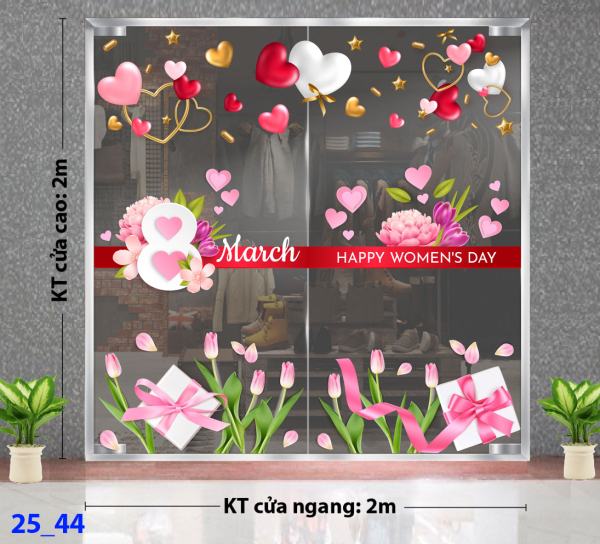 Decal dán tường Decal 8/3 Trang trí cửa kính - Combo 44 Decal dán tường Decal 8/3 Trang trí cửa kính - Combo 44