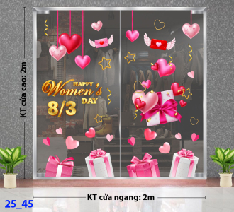 Decal dán tường Decal 8/3 Trang trí cửa kính - Combo 45 Decal dán tường Decal 8/3 Trang trí cửa kính - Combo 45