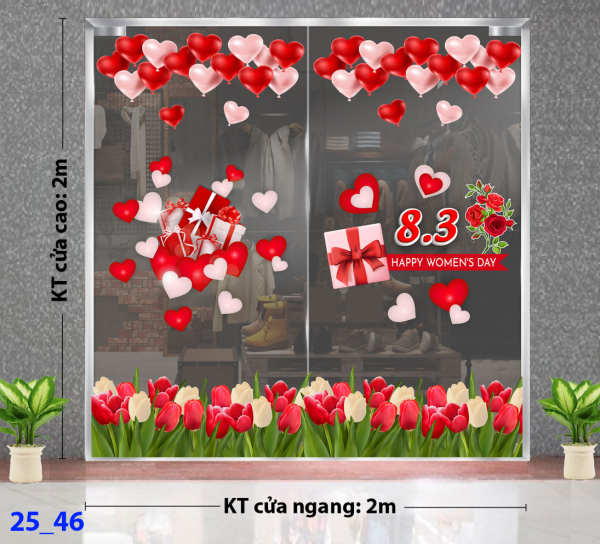 Decal dán tường Decal 8/3 Trang trí cửa kính - Combo 46 Decal dán tường Decal 8/3 Trang trí cửa kính - Combo 46
