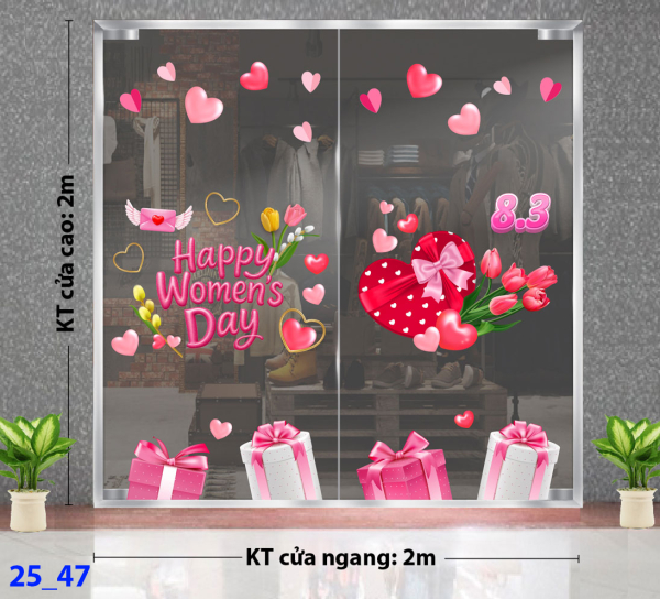 Decal dán tường Decal 8/3 Trang trí cửa kính - Combo 47 Decal dán tường Decal 8/3 Trang trí cửa kính - Combo 47