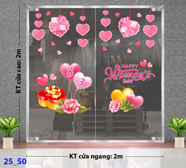 Decal dán tường Decal 8/3 Trang trí cửa kính - Combo 50 Decal dán tường Decal 8/3 Trang trí cửa kính - Combo 50