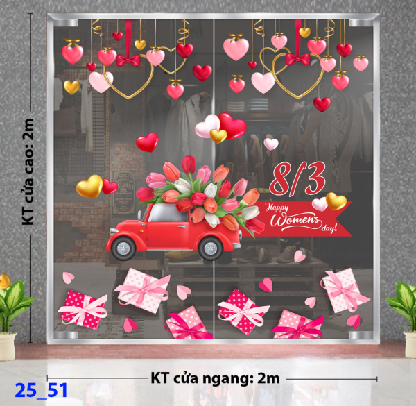 Decal dán tường Decal 8/3 Trang trí cửa kính - Combo 51 Decal dán tường Decal 8/3 Trang trí cửa kính - Combo 51