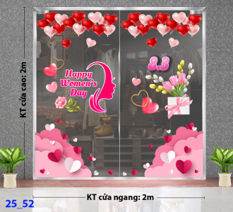 Decal dán tường Decal 8/3 Trang trí cửa kính - Combo 52 Decal dán tường Decal 8/3 Trang trí cửa kính - Combo 52