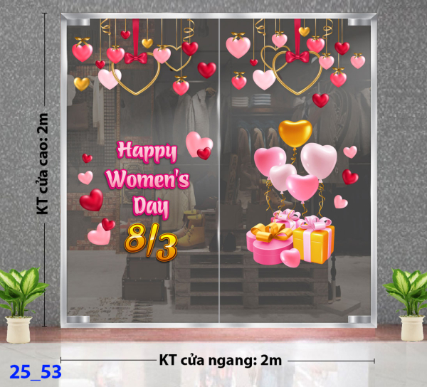 Decal dán tường Decal 8/3 Trang trí cửa kính - Combo 53 Decal dán tường Decal 8/3 Trang trí cửa kính - Combo 53