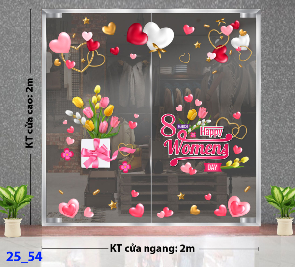 Decal dán tường Decal 8/3 Trang trí cửa kính - Combo 54 Decal dán tường Decal 8/3 Trang trí cửa kính - Combo 54