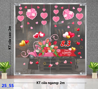 Decal dán tường Decal 8/3 Trang trí cửa kính - Combo 55 Decal dán tường Decal 8/3 Trang trí cửa kính - Combo 55
