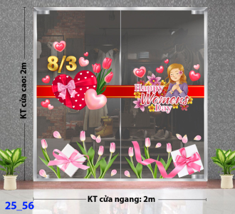 Decal dán tường Decal 8/3 Trang trí cửa kính - Combo 56 Decal dán tường Decal 8/3 Trang trí cửa kính - Combo 56