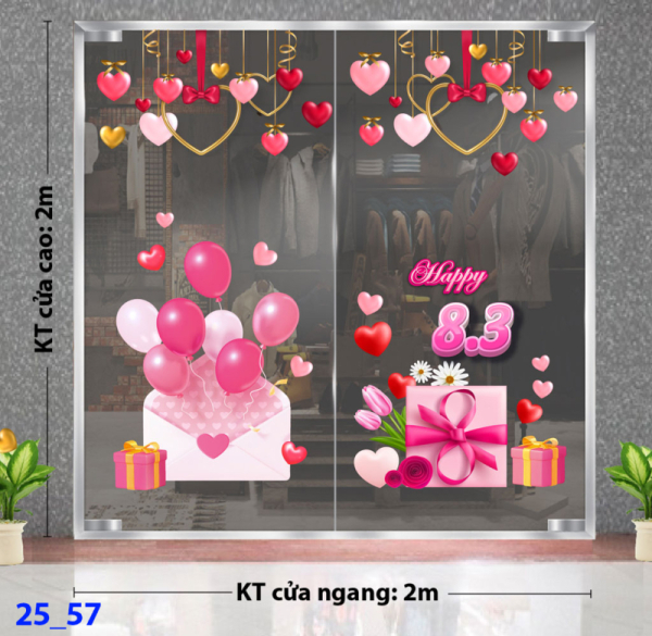 Decal dán tường Decal 8/3 Trang trí cửa kính - Combo 57 Decal dán tường Decal 8/3 Trang trí cửa kính - Combo 57