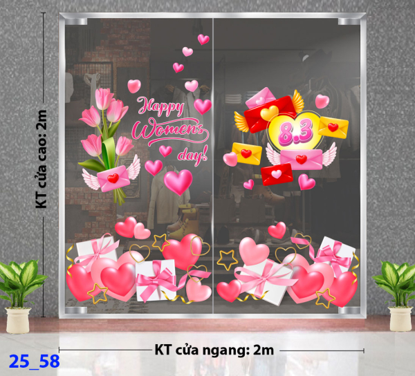 Decal dán tường Decal 8/3 Trang trí cửa kính - Combo 58 Decal dán tường Decal 8/3 Trang trí cửa kính - Combo 58