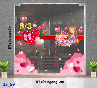 Decal dán tường Decal 8/3 Trang trí cửa kính - Combo 59 Decal dán tường Decal 8/3 Trang trí cửa kính - Combo 59
