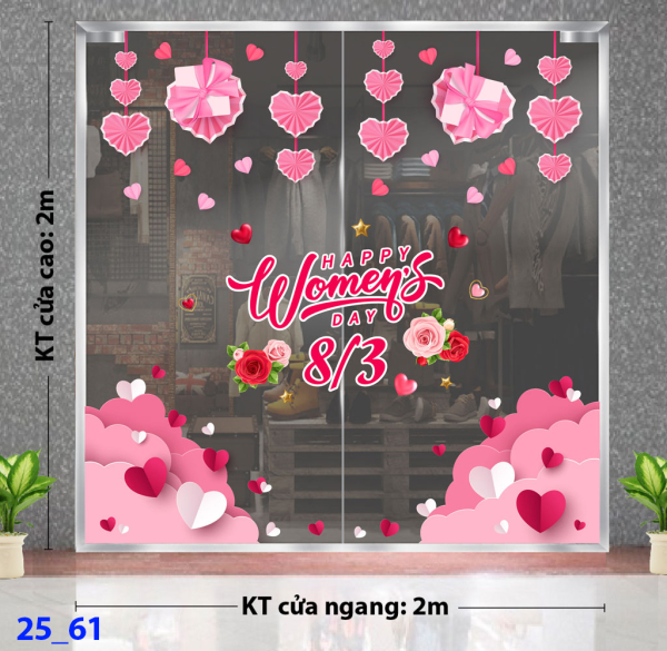 Decal dán tường Decal 8/3 Trang trí cửa kính - Combo 61 Decal dán tường Decal 8/3 Trang trí cửa kính - Combo 61