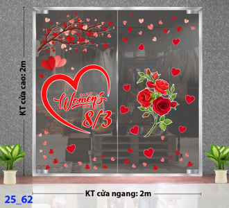 Decal dán tường Decal 8/3 Trang trí cửa kính - Combo 62 Decal dán tường Decal 8/3 Trang trí cửa kính - Combo 62