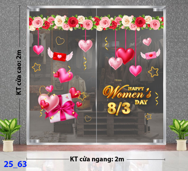 Decal dán tường Decal 8/3 Trang trí cửa kính - Combo 63 Decal dán tường Decal 8/3 Trang trí cửa kính - Combo 63