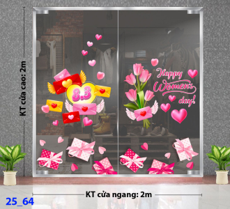 Decal dán tường Decal 8/3 Trang trí cửa kính - Combo 64 Decal dán tường Decal 8/3 Trang trí cửa kính - Combo 64
