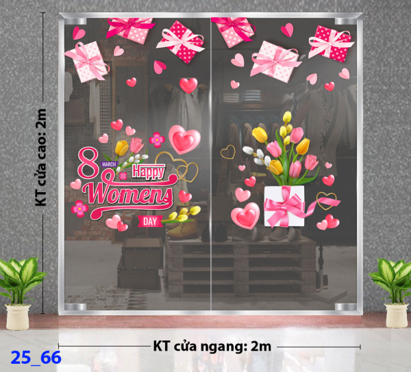 Decal dán tường Decal 8/3 Trang trí cửa kính - Combo 66 Decal dán tường Decal 8/3 Trang trí cửa kính - Combo 66