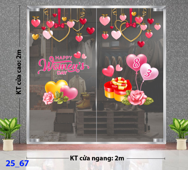 Decal dán tường Decal 8/3 Trang trí cửa kính - Combo 67 Decal dán tường Decal 8/3 Trang trí cửa kính - Combo 67