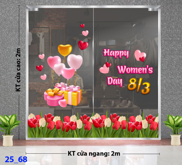 Decal dán tường Decal 8/3 Trang trí cửa kính - Combo 68 Decal dán tường Decal 8/3 Trang trí cửa kính - Combo 68