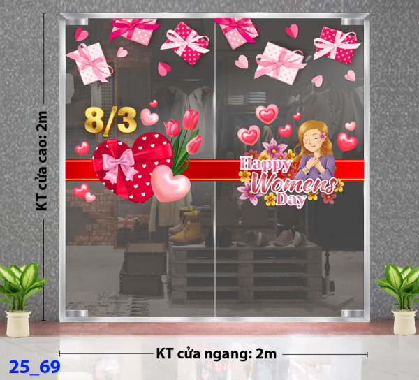 Decal dán tường Decal 8/3 Trang trí cửa kính - Combo 69 Decal dán tường Decal 8/3 Trang trí cửa kính - Combo 69