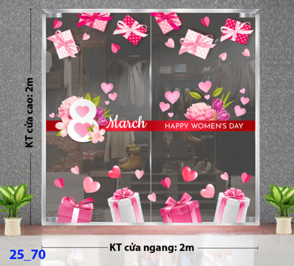 Decal dán tường Decal 8/3 Trang trí cửa kính - Combo 70 Decal dán tường Decal 8/3 Trang trí cửa kính - Combo 70