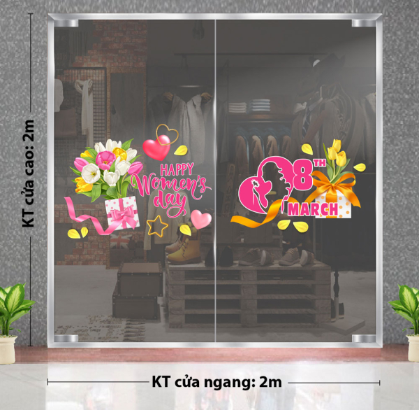 Decal dán tường Decal 8/3 Trang trí cửa kính - mẫu 36