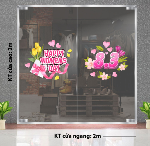 Decal dán tường Decal 8/3 Trang trí cửa kính - mẫu 37 Decal dán tường Decal 8/3 Trang trí cửa kính - mẫu 37