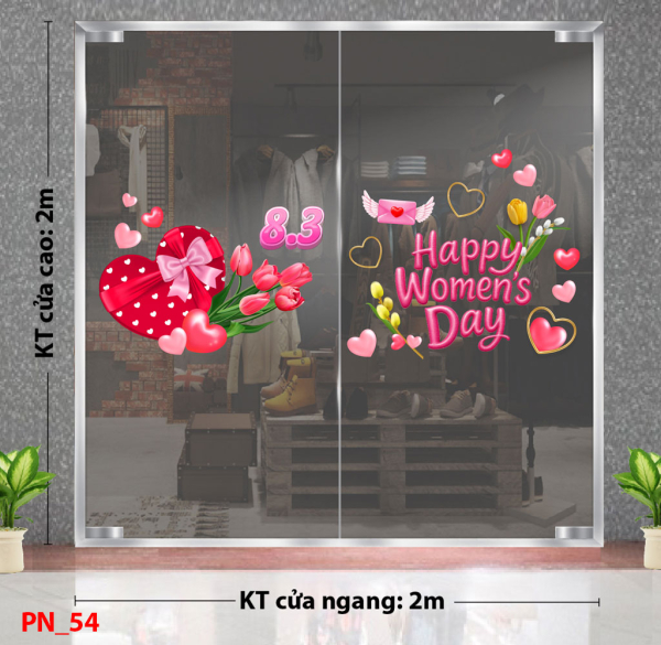 Decal dán tường Decal 8/3 Trang trí cửa kính - mẫu 54 Decal dán tường Decal 8/3 Trang trí cửa kính - mẫu 54