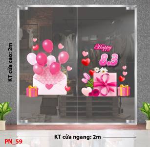 Decal dán tường Decal 8/3 Trang trí cửa kính - mẫu 59 Decal dán tường Decal 8/3 Trang trí cửa kính - mẫu 59